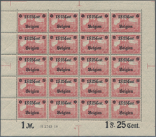 Deutsche Besetzung I. WK: Landespost In Belgien: 1918, 1 F. 25 Cent Auf 1 Mark Karminrot, Wertangabe - Occupation 1914-18