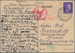 Dt. Besetzung II WK - Ukraine: 1941/1943, Lot Von 15 Briefen Und Karten, Teils Bedarfspost, Dabei Ei - Ocupación 1938 – 45