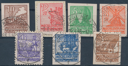 Sowjetische Zone - Mecklenburg-Vorpommern: 1946, Abschiedsserie Weißes Papier, Lot Von Neun Komplett - Altri & Non Classificati