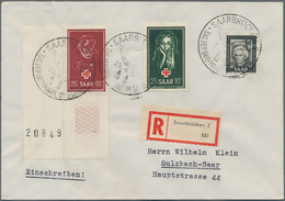Saarland (1947/56): 1947/1959, Partie Von 33 Philatelistischen Belegen, Dabei Attraktive Frankaturen - Ongebruikt