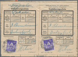 Bizone: 1948/1952, BAUTEN: Rd. 90 Belege Mit Zahlreichen Einschreiben, Auch Eine Ausfuhrerklärung Mi - Andere & Zonder Classificatie