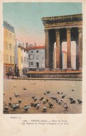 Delcampe - Isère : VIENNE : Place Du Palais - Les Pigeons Du Temple D'auguste Et De Livie ( Colorisée ) - Vienne
