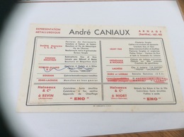 Buvard "André CANIAUX - REPRÉSENTATION MÉTALLURGIQUE - ARNAGE (72)" - Café & Thé