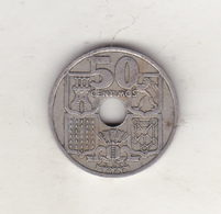 Spain 50 Centimos 1951 - Arrows Pointing Down - 50 Céntimos