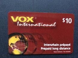 CARTE PRÉPAYÉE CANADA  *10$  VOX International - Canada