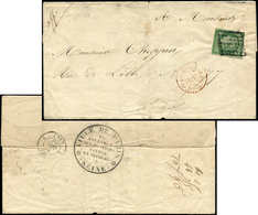 Let EMISSION DE 1849 - 2    15c. Vert Déf., Obl. GRILLE S. LSC,  Cachet PP N°2780, Au Verso Grand Cachet Ville De Paris  - 1849-1850 Ceres