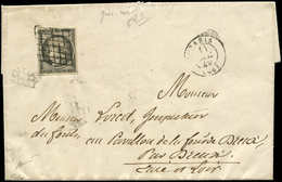 Let EMISSION DE 1849 - 3c   20c. GRIS-NOIR Obl. GRILLE S. LSC, Càd PARIS 11/12/49, TB, Certif. Calves - 1849-1850 Cérès