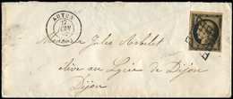 Let EMISSION DE 1849 - 3g   20c. Noir Sur CHAMOIS FONCE, Obl. GRILLE S. Env., Càd T15 AUTUN 27/6/50, TB - 1849-1850 Ceres