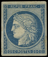* EMISSION DE 1849 - 4a   25c. Bleu, Ch. Un Peu Forte, Mais Très Bien Margé Et Très Frais, TB. J - 1849-1850 Ceres