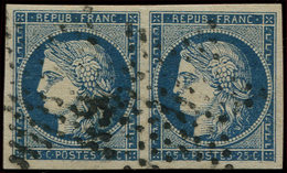 EMISSION DE 1849 - 4    25c. Bleu, PAIRE Obl. ETOILE, TTB - 1849-1850 Ceres