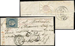 Let EMISSION DE 1849 - 4    25c. Bleu, Obl. S. LAC Avec "Taxe Pour Timbre Ayant Déjà Servi", Càd T15 LA CHARTRE-S-LE-LOI - 1849-1850 Ceres