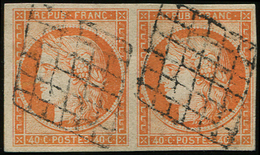 EMISSION DE 1849 - 5    40c. Orange, PAIRE Obl. GRILLE, Bien Margée, TB - 1849-1850 Cérès