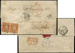 Let EMISSION DE 1849 - 5Be  40c. Orange, 4 RETOUCHE Tenant à Normal, PAIRE Défectueuse Obl. Los. DS2 S. LSC, Càd Paris 9 - 1849-1850 Ceres