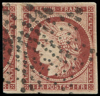 EMISSION DE 1849 - 6b    1f. Carmin Foncé, Obl. ETOILE, Grand VOISIN à G., TTB - 1849-1850 Cérès
