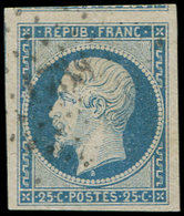 PRESIDENCE - 10   25c. Bleu, Oblitéré PC, Grandes Marges, Voisin En Haut Et Amorce De Voisin à Gauche, Superbe - 1852 Luigi-Napoleone