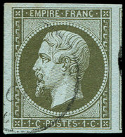EMPIRE NON DENTELE - 11    1c. Olive, Très Grandes Marges, Filet De Voisin à Droite, Obl. Càd Léger, Superbe - 1853-1860 Napoléon III.