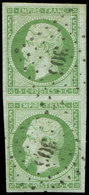 EMPIRE NON DENTELE - 12a   5c. Vert Jaune, PAIRE Obl. PC 306, TTB - 1853-1860 Napoleone III