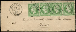 Let EMPIRE NON DENTELE - 12    5c. Vert, 4 Ex. Obl. GC 2232 S. LAC, Càd T15 MAROMME 13/2/63, TTB - 1853-1860 Napoleone III