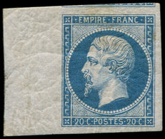 ** EMPIRE NON DENTELE - 14B  20c. Bleu, T II, Bdf Et Grandes Marges, G. Lég. Jaunie, Néanmoins TTB, Certif. Calves - 1853-1860 Napoléon III.