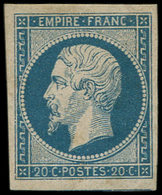 * EMPIRE NON DENTELE - 14A  20c. Bleu, T I, TB. C - 1853-1860 Napoleone III