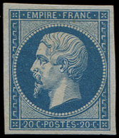 * EMPIRE NON DENTELE - 14B  20c. Bleu, T II, Inf. Trace De Ch., TTB. C - 1853-1860 Napoleone III