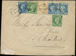 Let EMPIRE NON DENTELE - 14A  20c. Bleu, T I, PIQUAGE SUSSE + N°20 5c. Vert (2), N°59 15c. Bistre Et N°60A 25c. Bleu PAI - 1853-1860 Napoléon III.