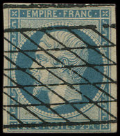 EMPIRE NON DENTELE - 15   25c. Bleu, Obl. GRILLE SANS FIN, TB - 1853-1860 Napoléon III.