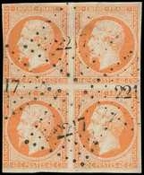 EMPIRE NON DENTELE - 16   40c. Orange, BLOC De 4 Obl. PC 2217 (Nancy), Léger Cl., Filet Effl. à Gauche, TB - 1853-1860 Napoléon III