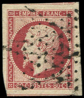 EMPIRE NON DENTELE - 17A  80c. Carmin, Très Grandes Marges, Obl. ETOILE, TTB - 1853-1860 Napoleone III