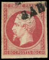 EMPIRE NON DENTELE - 17B  80c. Rose, Obl. Griffe (ESTRANGERO) BAR(CELONA), R S. Ce Timbre, TB - 1853-1860 Napoleon III