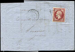 Let EMPIRE NON DENTELE - 17A  80c. Carmin, Nuance Soutenue, Obl. Los. R S. LAC, Càd PARIS 27/12/54, TB - 1853-1860 Napoleon III