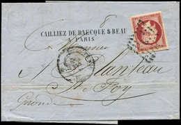 Let EMPIRE NON DENTELE - 17Al 80c. Carmin Foncé, Obl. Los. D S. LAC, Càd PARIS 20/1/57 (frappe Trouble), TB - 1853-1860 Napoleone III