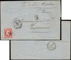 Let EMPIRE NON DENTELE - 17B  80c. Rose, Obl. GC 2240 S. LSC, Càd 4 MARSEILLE 4 3/12/63, Arr. LIVORNO 6/12, TB - 1853-1860 Napoleone III