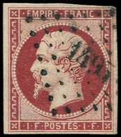 EMPIRE NON DENTELE - 18    1f. Carmin, Oblitéré PC 1495, TB. C - 1853-1860 Napoleone III