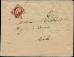 Let EMPIRE NON DENTELE - 18    1f. Carmin, Obl. ETOILE S. Env., Càd PARIS (60) 1/1/54, Arr. TROYES 1/1, TB/TTB - 1853-1860 Napoleone III