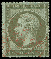 EMPIRE DENTELE - 19    1c. Olive, Obl. Càd ROUGE ESPERAZA, TB - 1862 Napoleone III