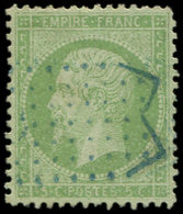 EMPIRE DENTELE - 20    5c. Vert, Obl. Cachet BLEU Des DOUANES, TB - 1862 Napoléon III