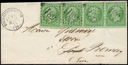 Let EMPIRE DENTELE - 20    5c. Vert, BANDE De 3 + 1 Ex. Obl. GC 581 S. LSC, Càd T16 BOURGTHEROULDE 24/3/71, TTB - 1862 Napoleon III