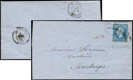 Let EMPIRE DENTELE - 22   20c. Bleu, Obl. Lettre B De BRIGADE S. LAC De Paris 8/8/64, RR Et TB - 1862 Napoleon III