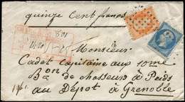 Let EMPIRE DENTELE - 22 Et 23, 20c. Et 40c. Obl. GROS POINTS 3401 S. Env. CHARGE 3/11/63, Arr. GRENOBLE, Indice 23, TTB - 1862 Napoleon III