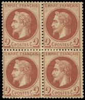 * EMPIRE LAURE - 26B   2c. Rouge-brun, T II, BLOC De 4, TB - 1863-1870 Napoleon III With Laurels