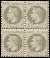 ** EMPIRE LAURE - 27B   4c. Gris, T II, BLOC De 4, Un Ex. *, Infimes Rousseurs, Sinon TB - 1863-1870 Napoléon III Lauré