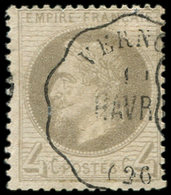 EMPIRE LAURE - 27A   4c. Gris, T I,  Obl. Cachet Ondulé Convoyeur VERNON, TB - 1863-1870 Napoléon III Lauré