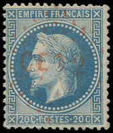 EMPIRE LAURE - 29B  20c. Bleu, Obl. Los. CER2 En ROUGE, TB - 1863-1870 Napoléon III Lauré