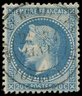 EMPIRE LAURE - 29Bb 20c. Bleu, T II, "A LA CORNE" Obl. Càd, Superbe - 1863-1870 Napoléon III Lauré