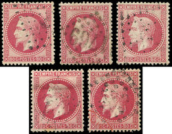 EMPIRE LAURE - 32   80c. Rose, 5 Nuances, Obl., TB - 1863-1870 Napoléon III Lauré