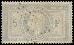 EMPIRE LAURE - 33A   5f. Violet-gris, 5 Et F En BLEU, Obl. Légère, TB - 1863-1870 Napoléon III Lauré