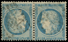 SIEGE DE PARIS - T37c 20c. Bleu, TETE-BECHE Obl. GC, TB - 1870 Assedio Di Parigi