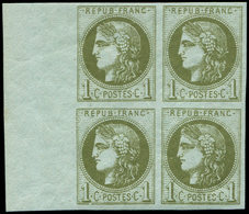 ** EMISSION DE BORDEAUX - 39B   1c. Olive, R II, BLOC De 4, Grand Bdf, Superbe - 1870 Bordeaux Printing