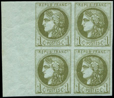 ** EMISSION DE BORDEAUX - 39B   1c. Olive, R II, BLOC De 4, Grand Bdf, Superbe - 1870 Emission De Bordeaux